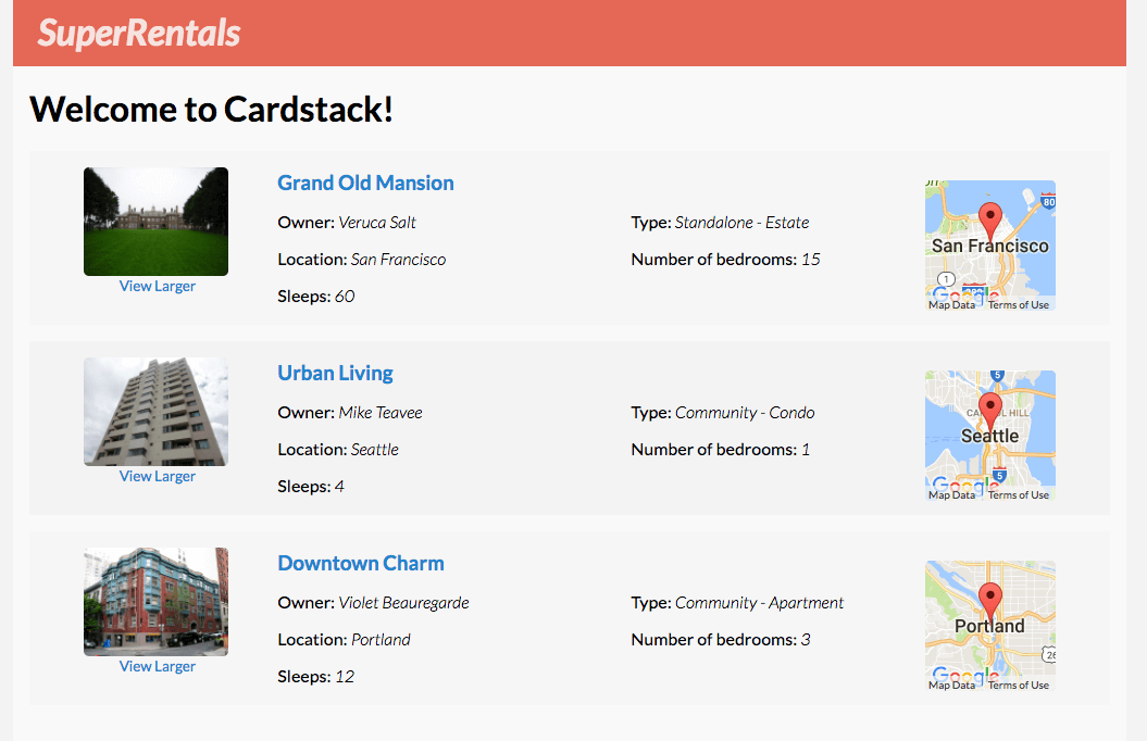 Listing with images and map