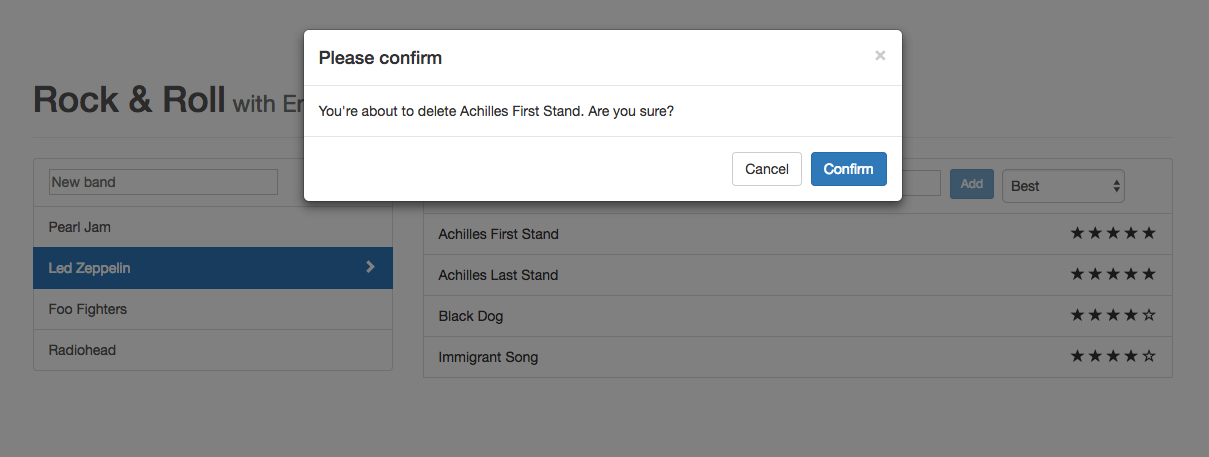 Confirmation modal dialog