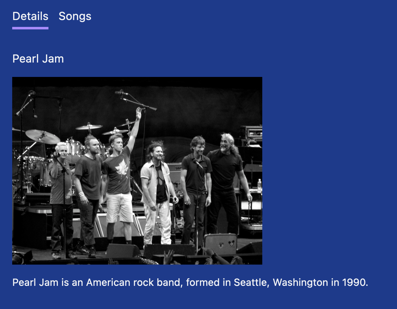 Band details can now include an image