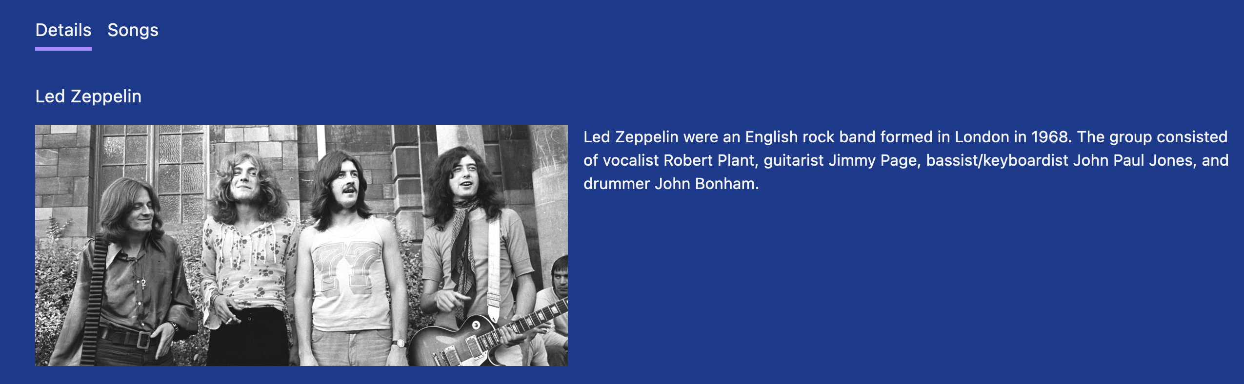 Band image on Details page