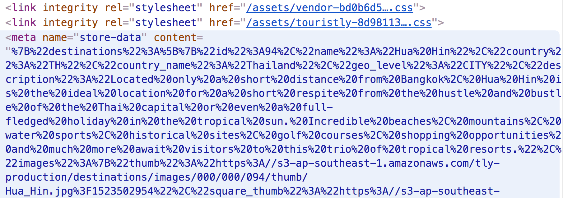 Serialized destinations stored in store-data tag