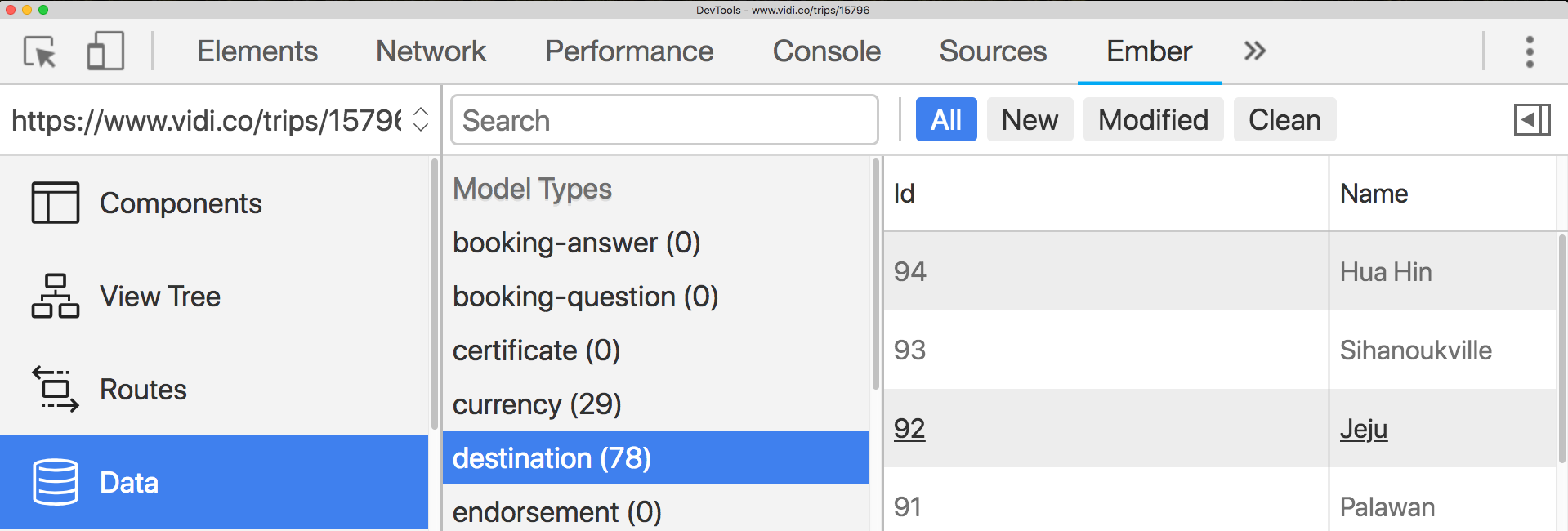 Store has the destination records
