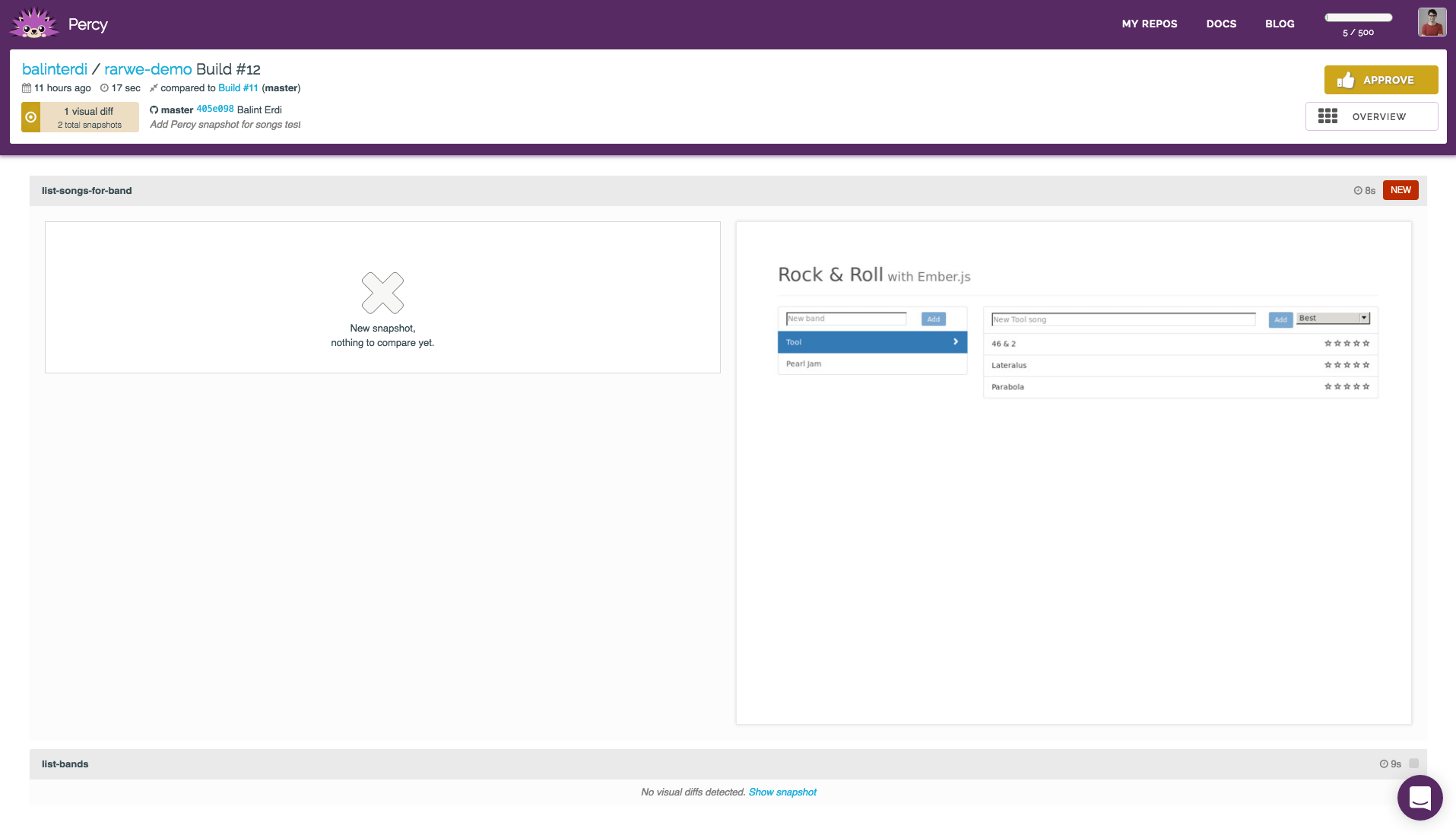 First screenshot - No diff yet